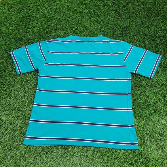 Vintage 90s Blank Stripes Shirt Womens Large 21x24 Green USA - Picture 2 of 12